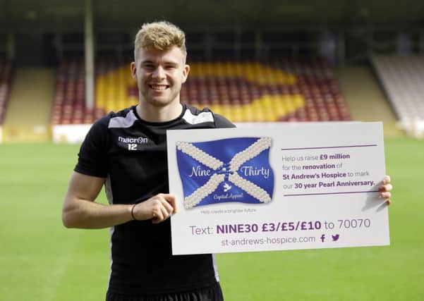 Motherwell FCs Chris Cadden promotes St Andrew's Hospice's  Nine4Thirty campaign.