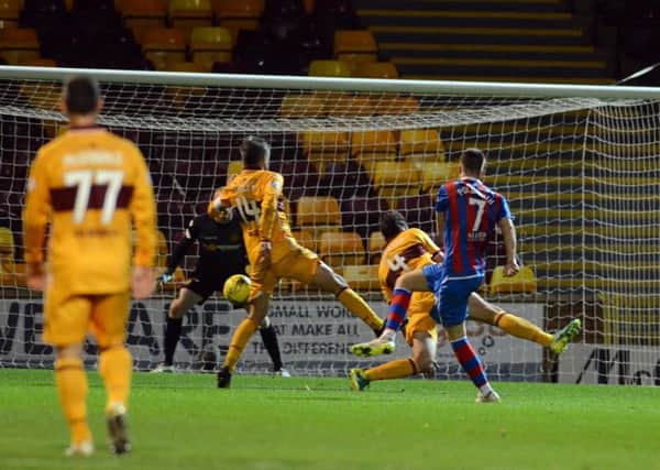 Inverness Caley's Liam Polworth rifles in his side's third goal in the 3-0 Scottish Premiership victory at Motherwell on Wednesday night (Pic by Alan Watson)