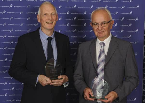 Cumbernauld AAC award winners Donald Pegrum and Archie McBride (pic by Bobby Gavin/Scottish Athletics).