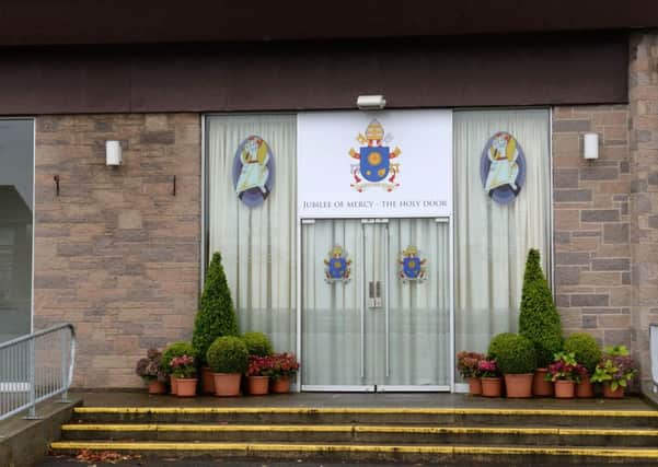 The Holy Door at St Francis Xavier Church in Carfin which was at the centre of a ceremony performed by Bishop Joseph Toal. Some worshippers are angry they were not allowed in for the service.