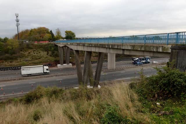 The bridge at Bothwellpark Road which will be demolished, causing the M74 to close this weekend.