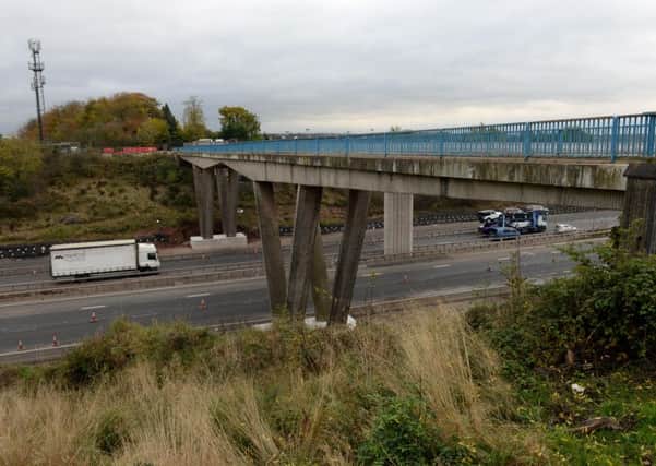 Bridge over the M74 at Bothwellpark, near Raith, is to be demolished this weeknd (Picture Alan Watson)