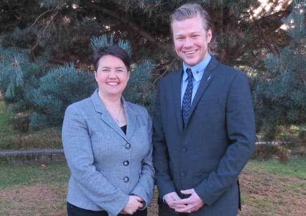 Motherwell candidate Nathan Wilson with party leader Ruth Davidson.