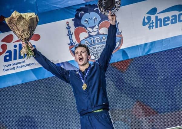 Willie Hutchinson celebrates winning his world crown (Pic by Boxing Scotland)