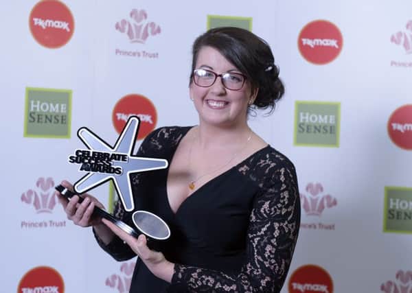 Amanda MacPhail with her Breakthrough award that was presented at a ceremony in the Crowne Plaza, Glasgow. Pic: Sandy Young.