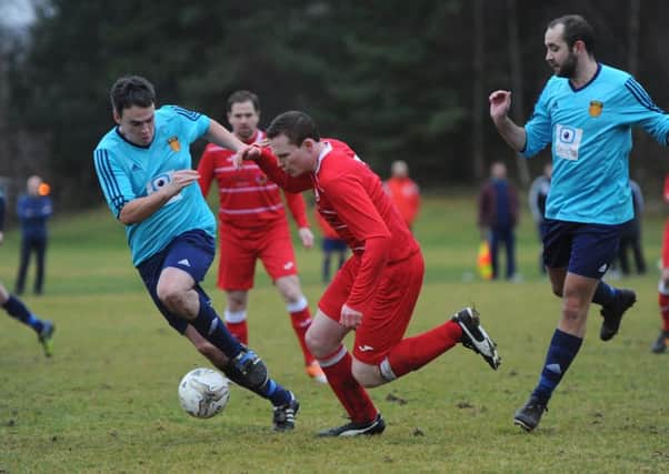 Action from the derby clash between Campsie Minerva and Harestanes (pic by Jamie Forbes)