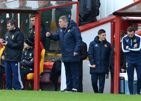 Mark McGhee urges on his Motherwell players against Celtic (Pic by Alan Watson)