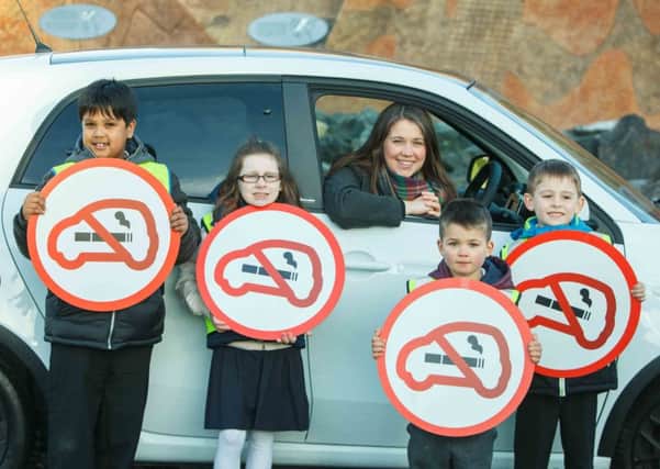 Aileen Campbell, Minister for Public Health and Sport, launches the new legislation to make smoking in cars with children illegal across Scotland.