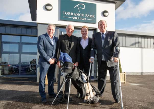 Ally McCoist, Walter Smith, Murdo Macleod and David Murray open the  clubhouse at Torrance Park Golf Club.