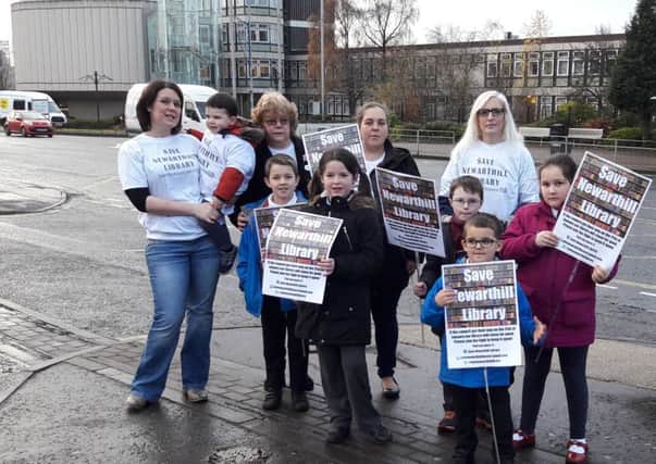Save Newarthill Library campaigners at Motherwell Civic Centre yesterday (Thursday)