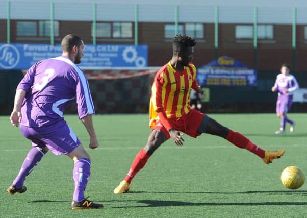 Rossvale's Smart Osadolor missed a first half penalty at Larkhall
