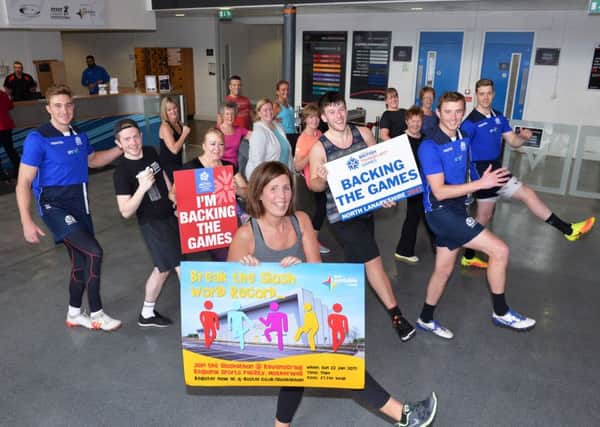 Scottish Rugby 7s team members who train at Ravenscraig were joined by gym regulars and staff to promote the Sloshathon.