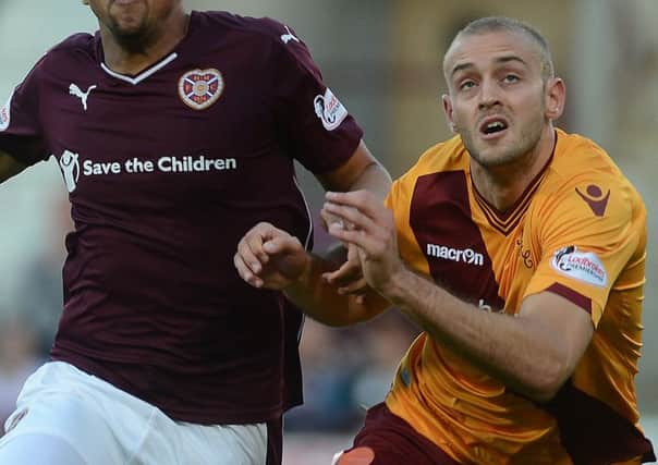 Louis Laing in action for Motherwell against Hearts last season (Pic by Neil Hanna)