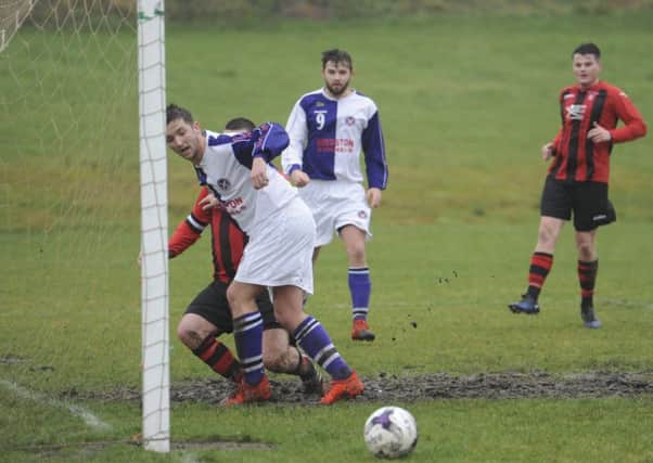 A close thing during Campsie Black Watch's match with Mill United