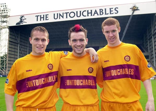 Stephen Pearson (right) pictured with his then Motherwell team-mates Stevie Hammell and James McFadden way back in September 2002
