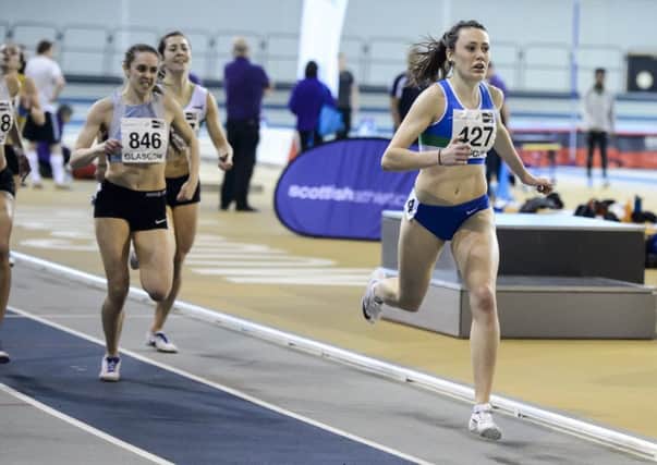 Mhairi Patience wins the Scottish indoor title (pic by Bobby Gavin)