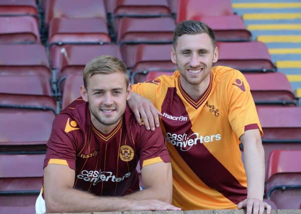 Happier times for Louis Laing (left) as he poses for a pre-season shot at Fir Park in summer 2015 (Pic by Alan Watson)