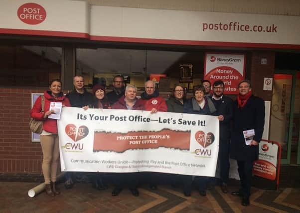 CWU & NLTUC demonstration at the Post Office in Brandon Parade, Motherwell