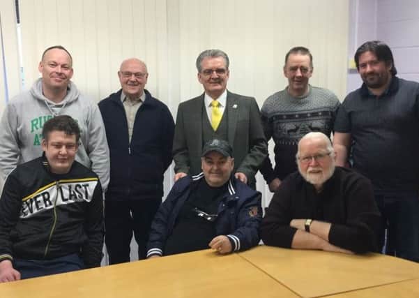 Thorniweood councillor Bob Burrows visits Bellshill Men's Shed with the good news
