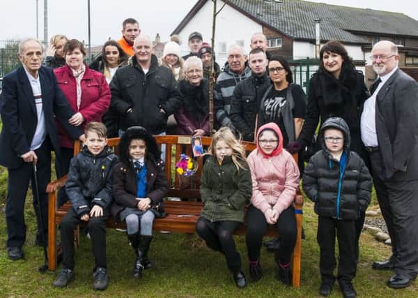 The bench set up as a memorial to Ryan at Rigside Primary School           (Pic by Sarah Peters)