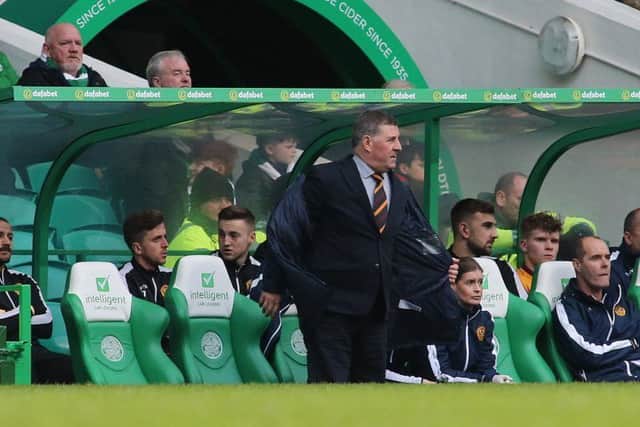 Mark McGhee watching Motherwell during Saturday's 2-0 defeat at Celtic Park (Pic by Ian McFadyen)