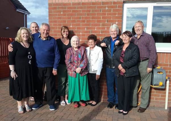 The extended family of James Forrest are brought together by the TV show Heir Hunters including half siblings  Maureen Armstrong (second, right), Ian Cunningham (third, right) and Christine Robertson (centre)