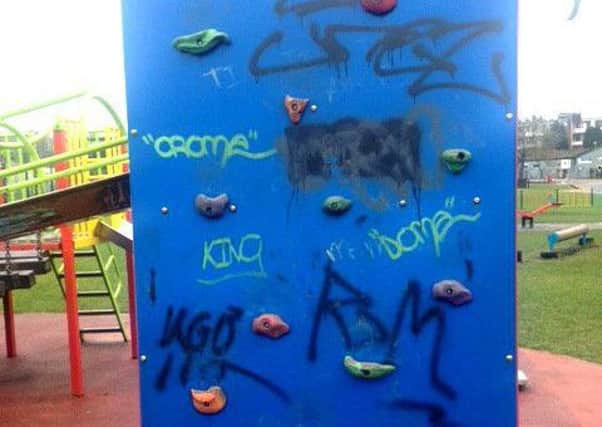Vandals deface kids play park