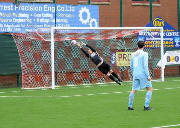 Bellshill's first goal sails into the net (Pic by Jamie Forbes)
