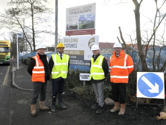 New Luxury Suites are getting built at Clober Farm Lane in Milngavie. Pictured here: 
Lee Dawson-general foreman, Alistair Thomson-site manager, Calum Murray-director and Paul Sokhi - managing director of the Morrison Community Care Group.
