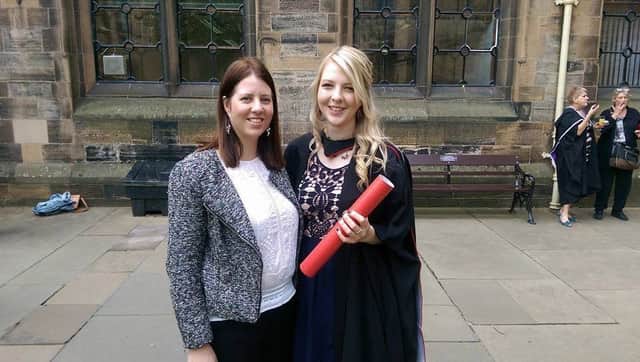 Laura with her daughter Jade on her graduation day last year.