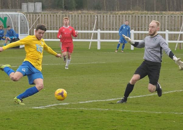 Sean Brown scored both goals for Cumbernauld Colts at Preston Athletic
