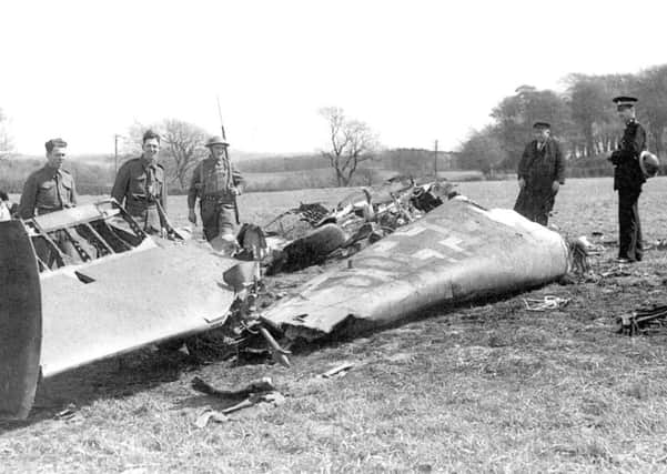 Hitler's deputy, Rudolph Hess, stepped from the wreckage of this plane in Ayrshire on his ill-peace mission.