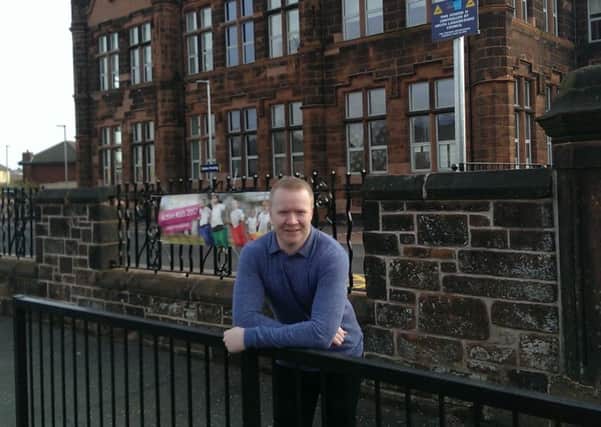 Uddingston and Bothwell candidate Colin Robb outside Muiredge Primary, his old school