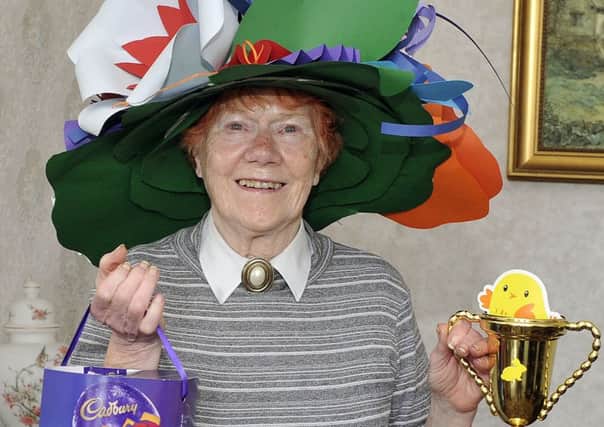Photo Emma mitchell 11.4.17
Elizabeth Walker, winner of Easter hat competition