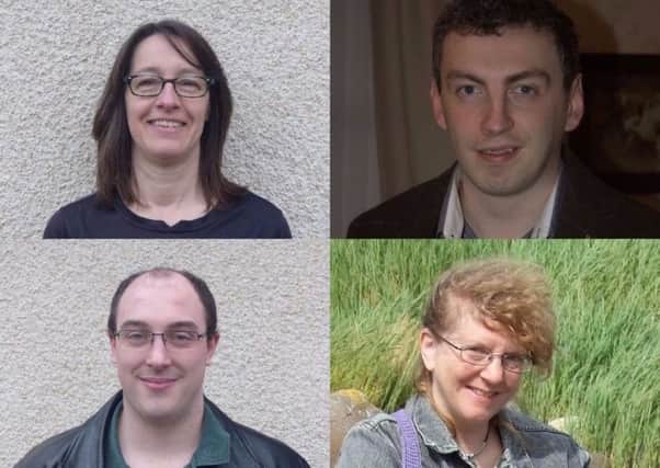 Green candidates top, Janet Moxley and Ryan Doherty; below, Craig Dalzell and Mandy Meikle.
