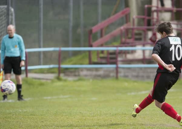 Kevin Watt slots home Rob Roy's second from the penalty spot