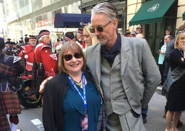 Motherwell and Wishaw MSP Clare Adamson meets Sons on Anarchy star Tommy Flanagan on the streets of New York during Tartan Week