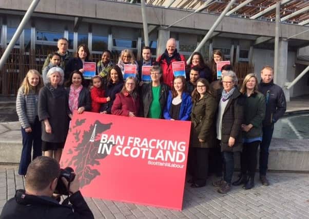 Anti-fracking protestors at the Scottish Parliament