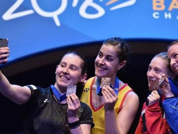 Selfie fan Kirsty Gilmour (left) has won a European Badminton Championships womens singles silver medal for the second consecutive year