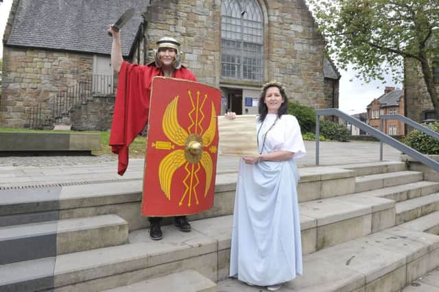Auld kirk museum launch of Roman exhibition, Irene McCafferty and Catherine Boyd. Photo by Emma Mitchell.