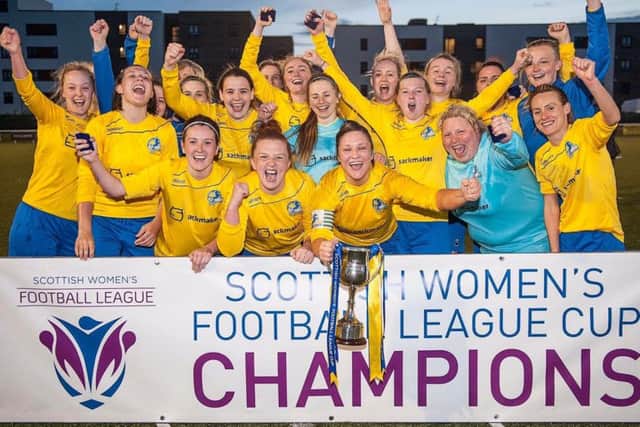 Cumbernauld Colts Ladies celebrate their League Cup Final win over Celtic Academy