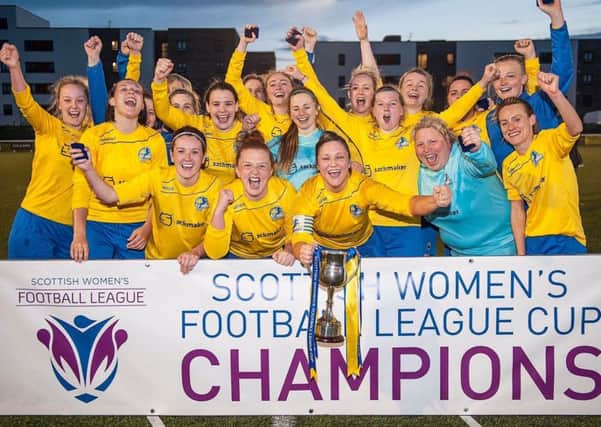 Cumbernauld Colts Ladies celebrate their League Cup Final win over Celtic Academy