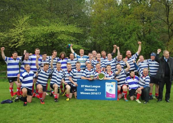 Strathendrick Rugby Club were presented with the West Division 3 trophy and the West District Bowl
