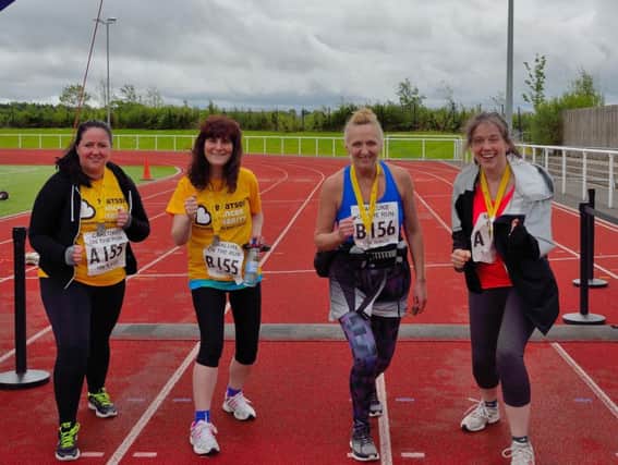 Angela Crawley, Julia Marrs, Margaret Ann Todd, and Aileen Campbell, who took part in Sunday's road race.