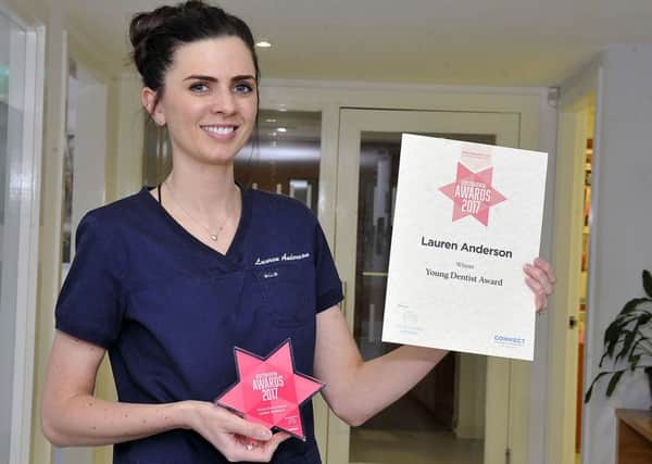Milngavie Orthodontist, Lauren Anderson winner of Dentist of the year award.