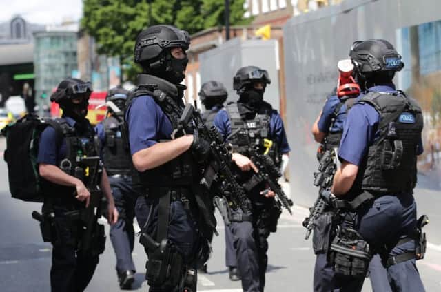 Armed police in London following the Borough Market attack. Pic: SWNS