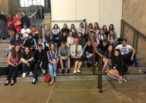 Motherwell and Wishaw MP Marion Fellows welcomes St Aidan's High pupils to Westminster