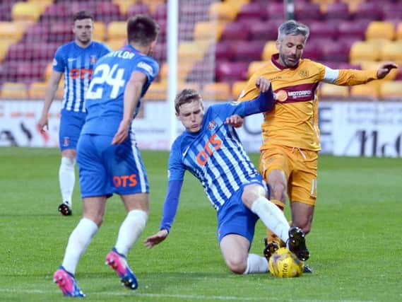Keith Lasley battles for possession in Motherwells 3-1 home win over Kilmarnock last month (Pic by Alan Watson)