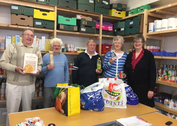 MSP Claudia Beamish with volunteers at  Clydesdale foodbank.
