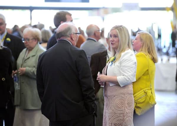 Marina Lyle chats to SNP group leader David Stocks at last month's North Lanarkshire Council election